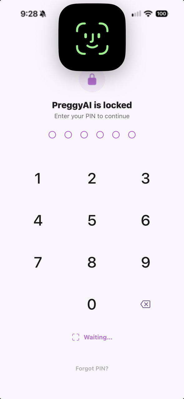 The app lock screen asking for Face ID or a six-digit PIN